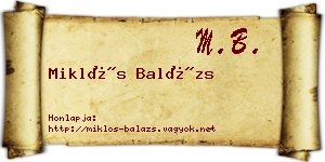 Miklós Balázs névjegykártya